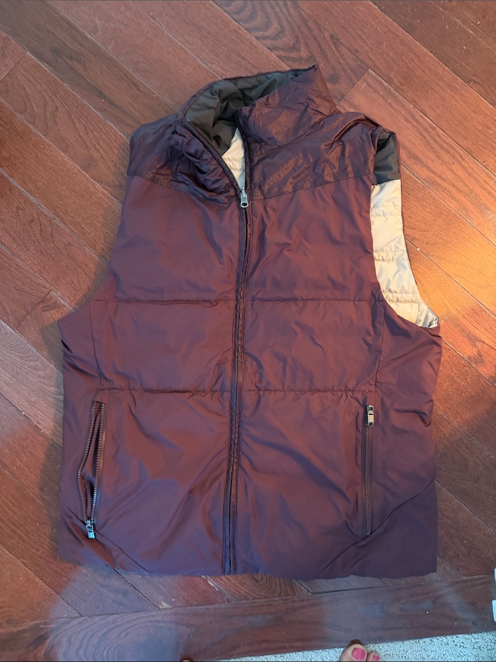 Lululemon Quilted reversible down feather Puffer Vest - Burgundy/tan size L?